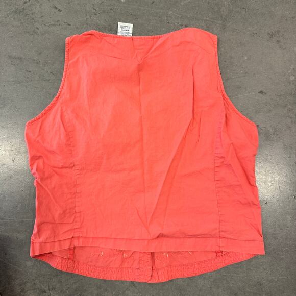 Vintage Y2K Salmon Embroidered Floral Fairy Button Up Tank Top Women's XL - Picture 2 of 5